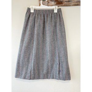 Women's VTG Ermane Skirt 7-8 Aline Houndstooth Grey Black Elastic Waist Poly